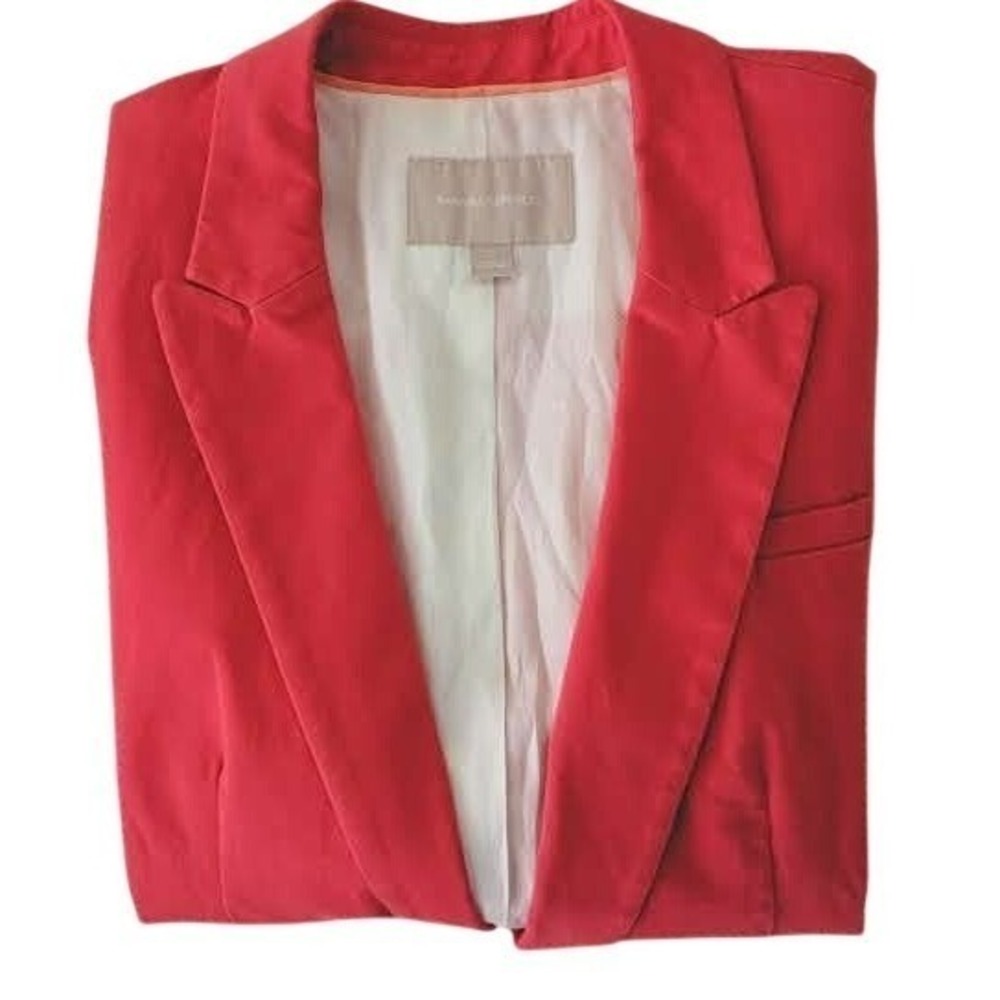 Banana Republic Coral Red Cotton Blazer Jacket Womens 12 Bold Tailored - Picture 5 of 8